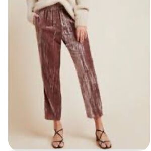 Anthropologie velvet brown joggers